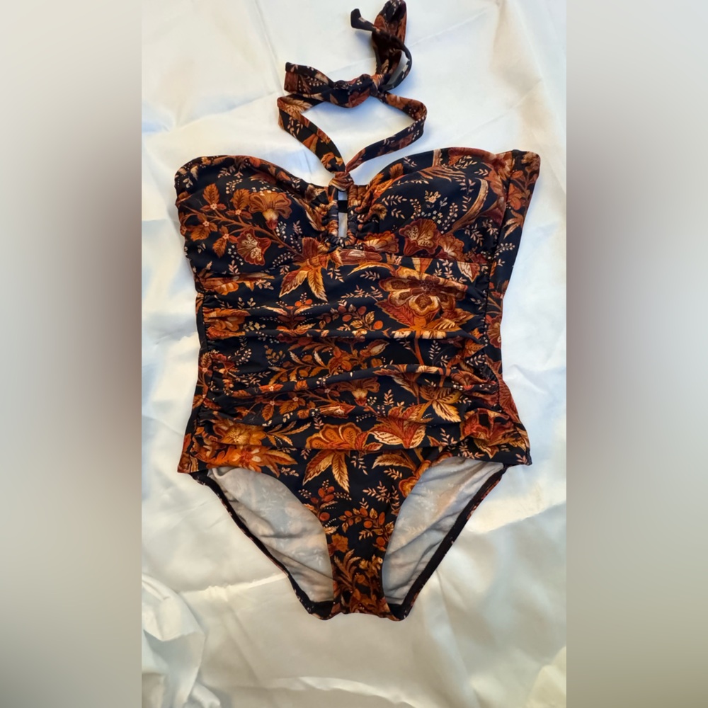 Zimmermann Elegant One Piece Bathing Suit.with Rushed Details Front and Back